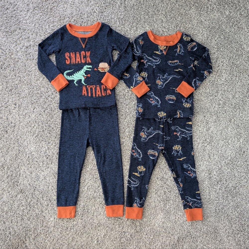 Toddler boys 4 piece dinosaur pajamas set